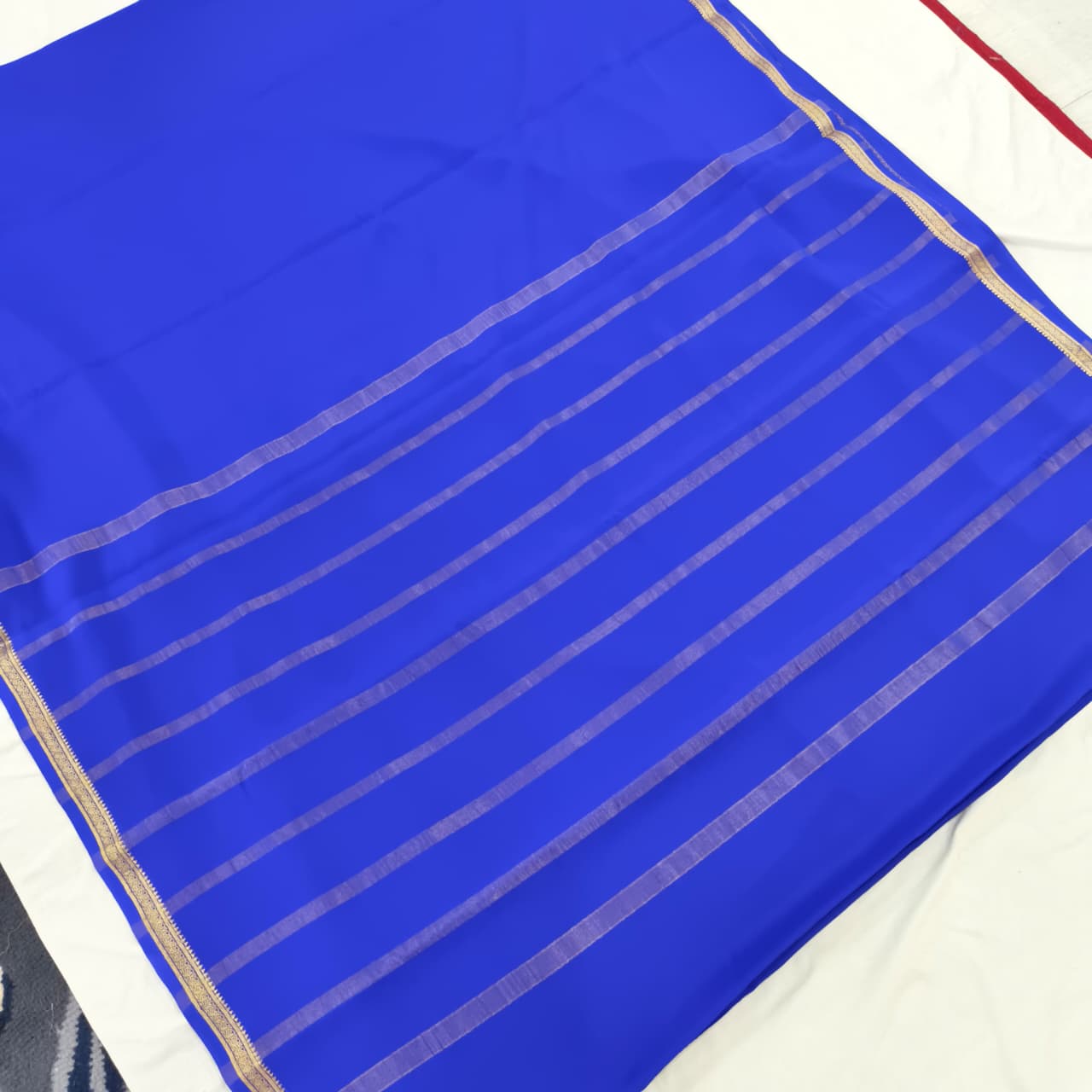 Pure Mysore Crepe Silk Saree – Royal Blue