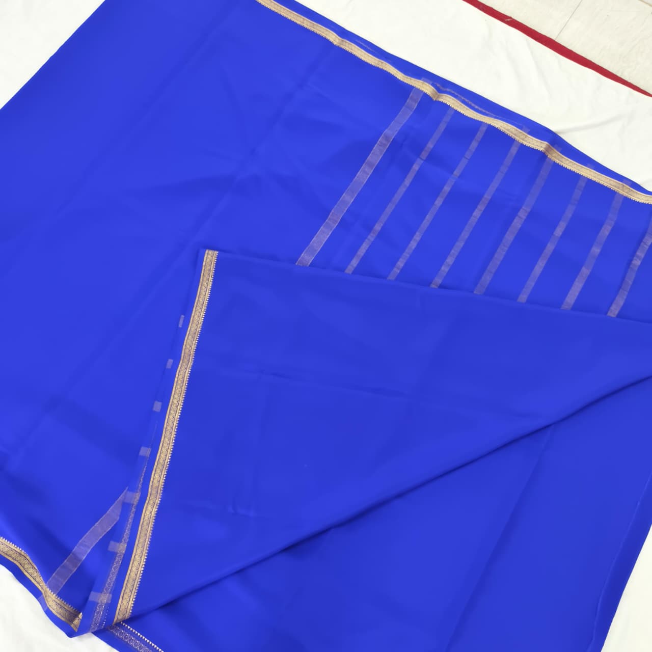 Pure Mysore Crepe Silk Saree – Royal Blue