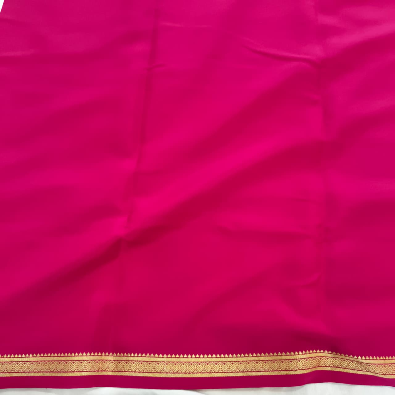 Pure Mysore Crepe Silk Saree – Rani Pink Self
