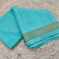 Pure Mysore Crepe Silk Saree – Light Blue (Self) 2