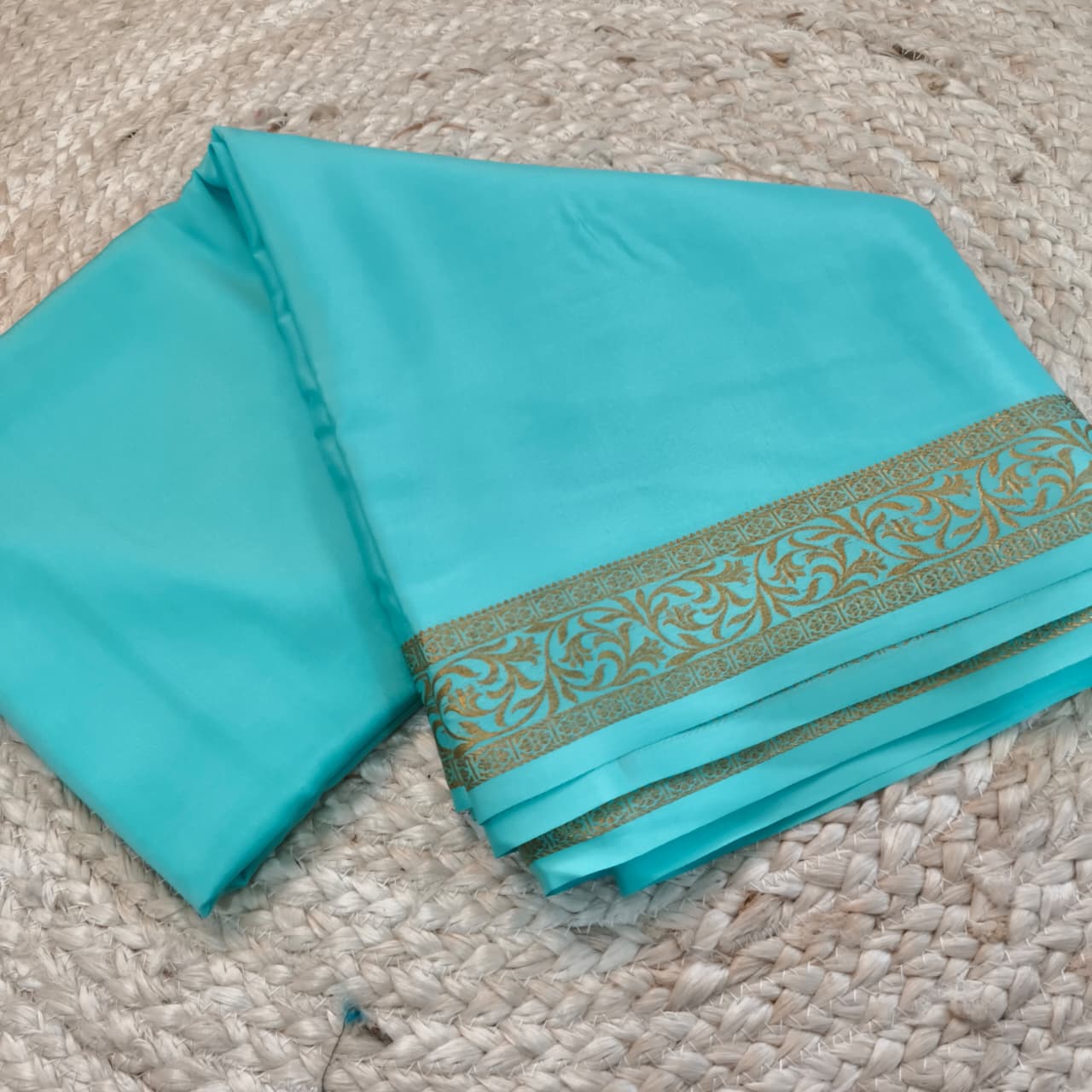 Pure Mysore Crepe Silk Saree – Light Blue (Self) 2