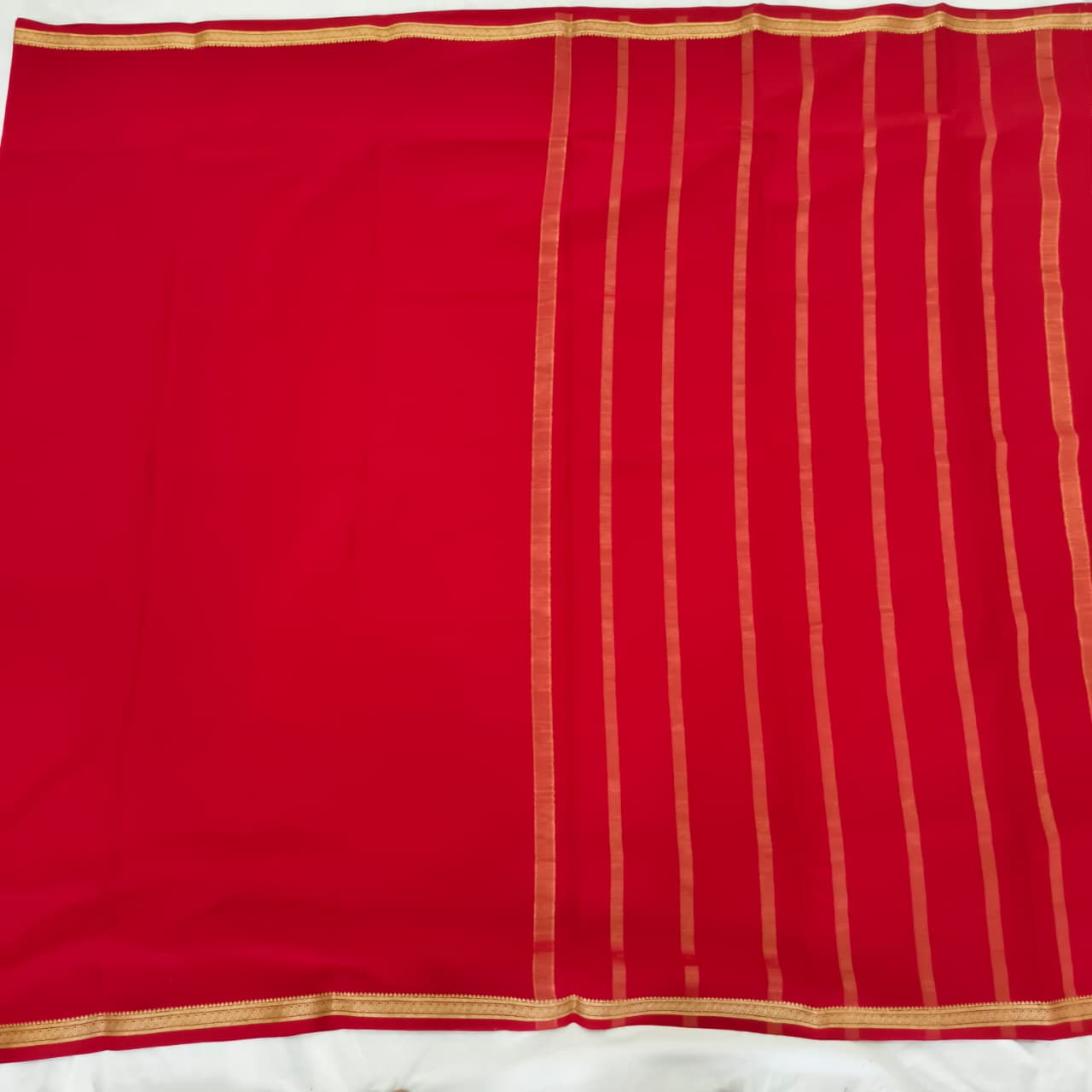 Pure Mysore Crepe Silk Saree – Red Self