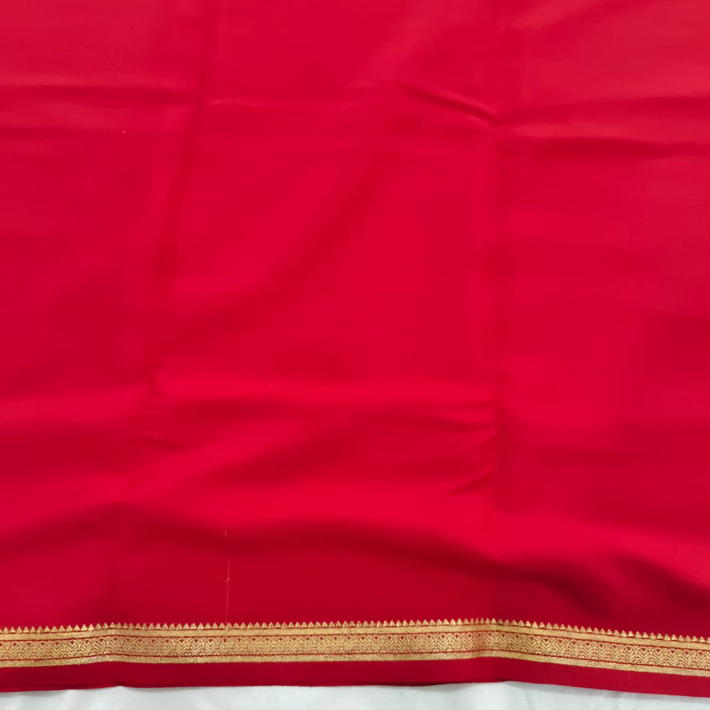 Pure Mysore Crepe Silk Saree – Red Self
