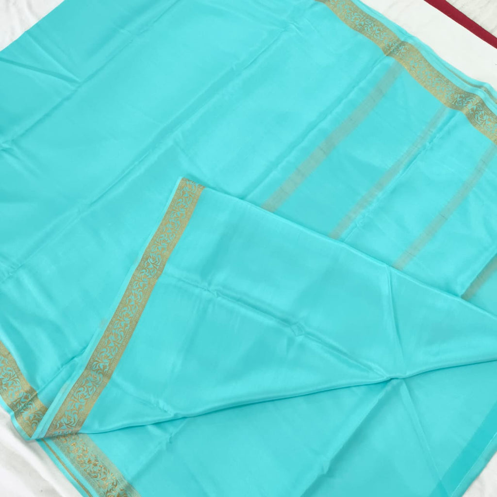 Pure Mysore Crepe Silk Saree – Light Blue (Self) 2