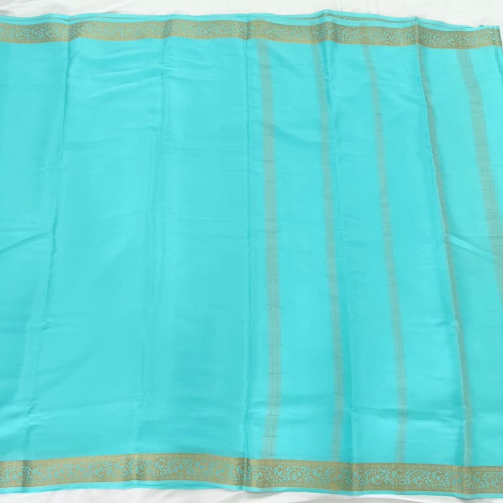 Pure Mysore Crepe Silk Saree – Light Blue (Self) 2