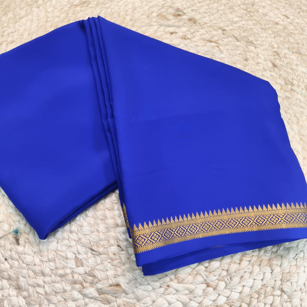 Pure Mysore Crepe Silk Saree – Royal Blue (Self)