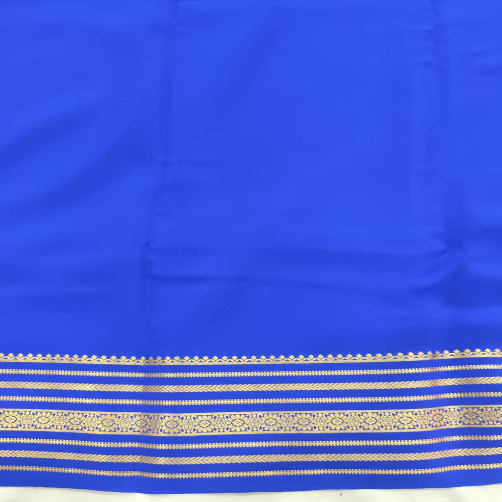 Pure Mysore Crepe Silk Saree – Royal Blue (Self)