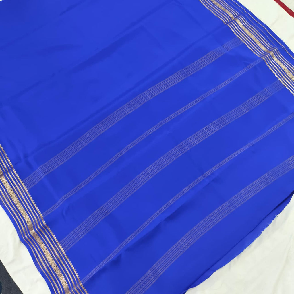 Pure Mysore Crepe Silk Saree – Royal Blue (Self)