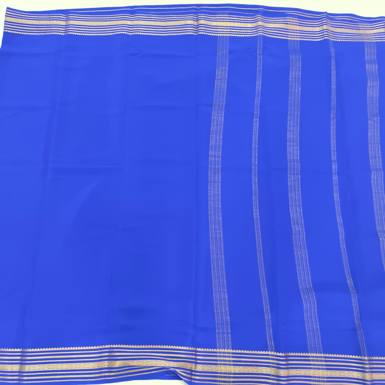 Pure Mysore Crepe Silk Saree – Royal Blue (Self)
