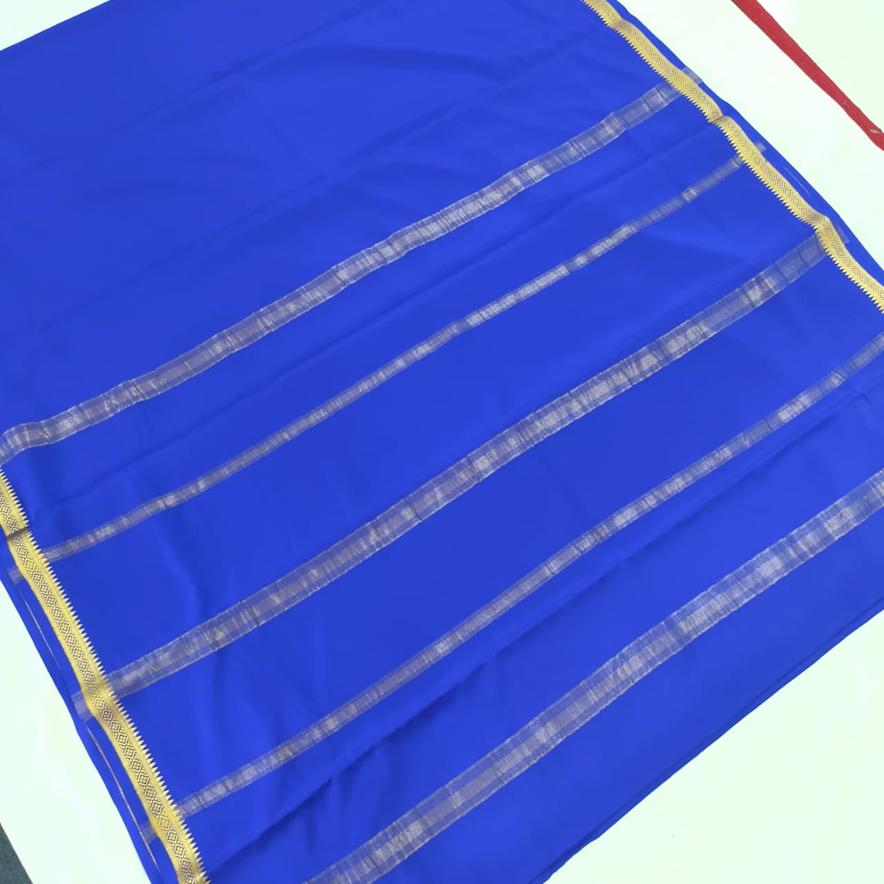 Pure Mysore Crepe Silk Saree – Royal Blue (Self)