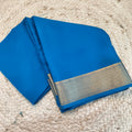 Pure Mysore Crepe Silk Saree – Blue (Self)