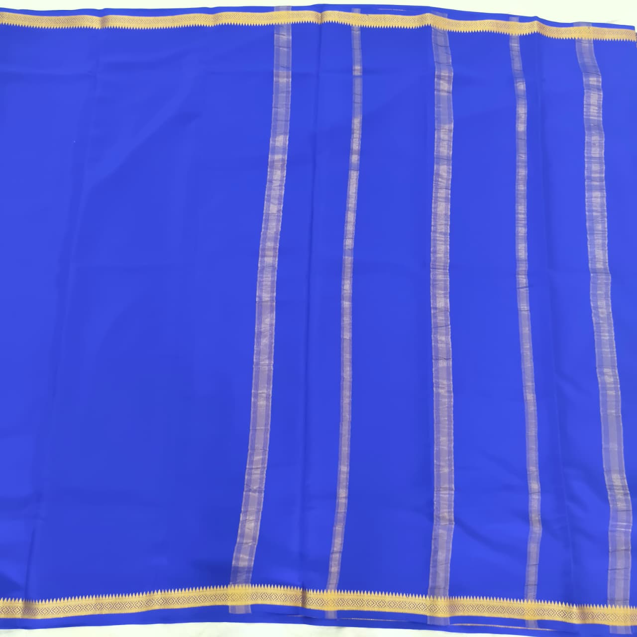 Pure Mysore Crepe Silk Saree – Royal Blue (Self)