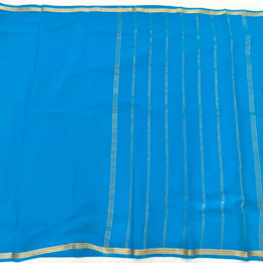 Pure Mysore Crepe Silk Saree – Blue Color (Self)