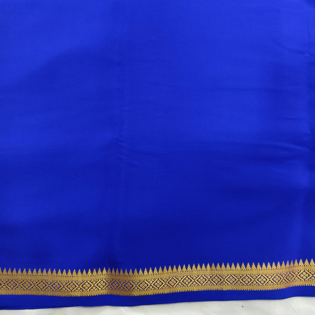 Pure Mysore Crepe Silk Saree – Royal Blue (Self)
