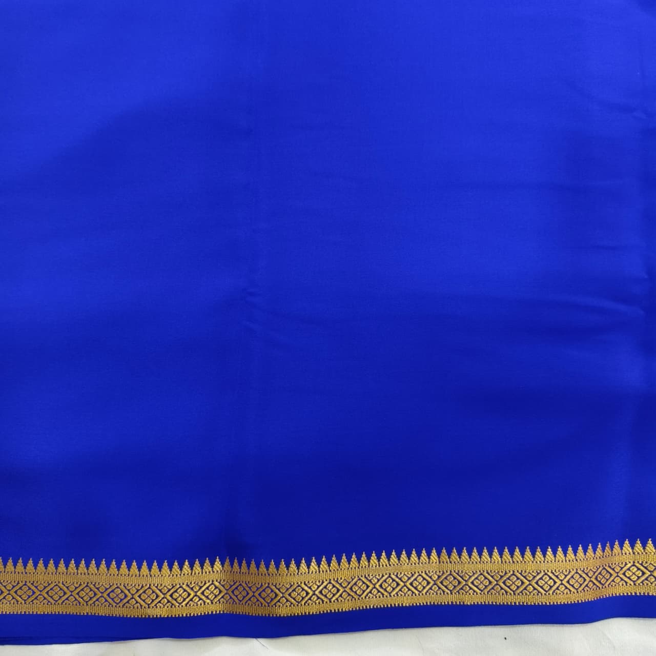 Pure Mysore Crepe Silk Saree – Royal Blue (Self)