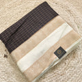 Black and Off-White Viscose Crepe Saree with Checkered Pattern and Bentex Border