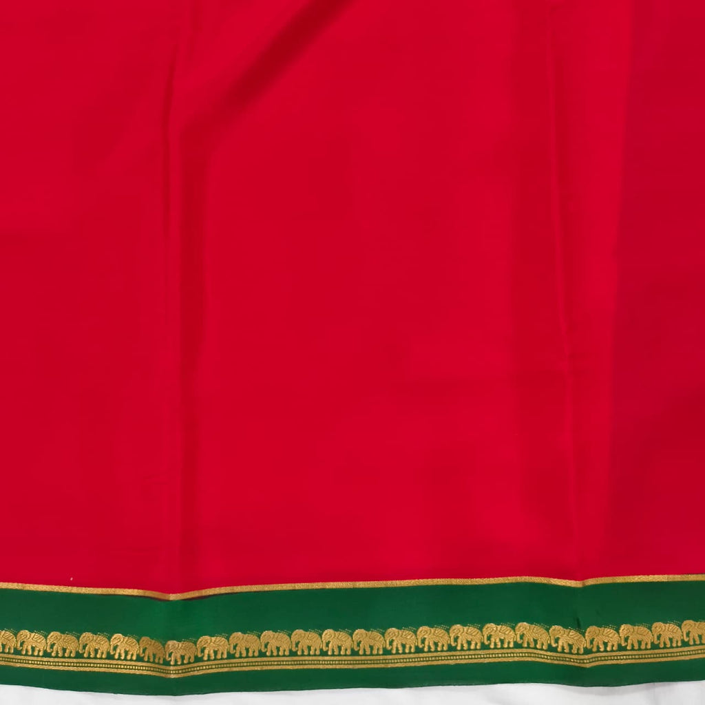 Pure Mysore Crepe Silk Saree – Red and Green