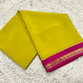 Pure Mysore Crepe Silk Saree – Yellow and Rani Pink