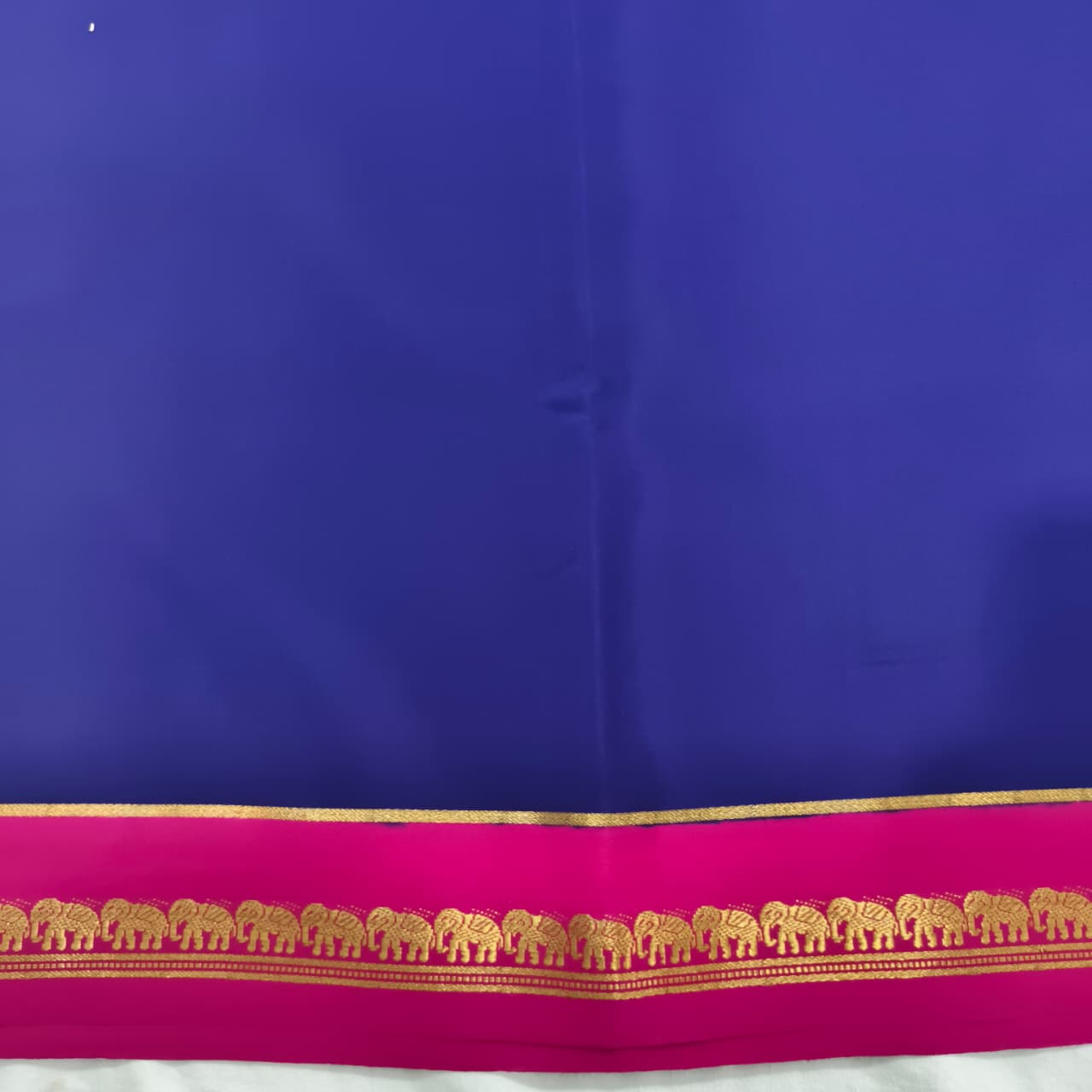 Pure Mysore Crepe Silk Saree – Navy Blue and Rani Pink