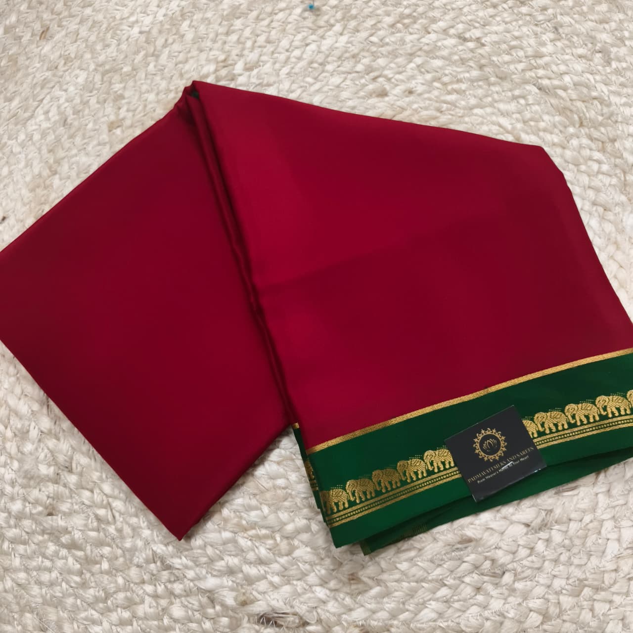 Pure Mysore Crepe Silk Saree – Maroon and Green