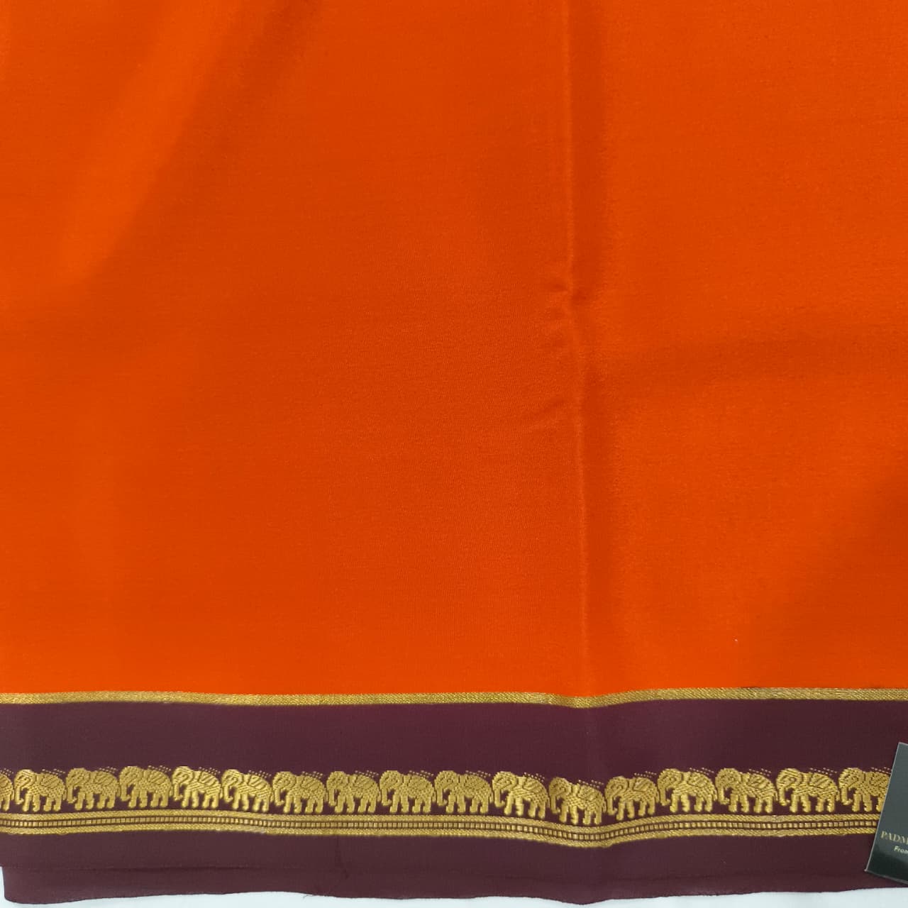Pure Mysore Crepe Silk Saree – Orange and Deep Maroon