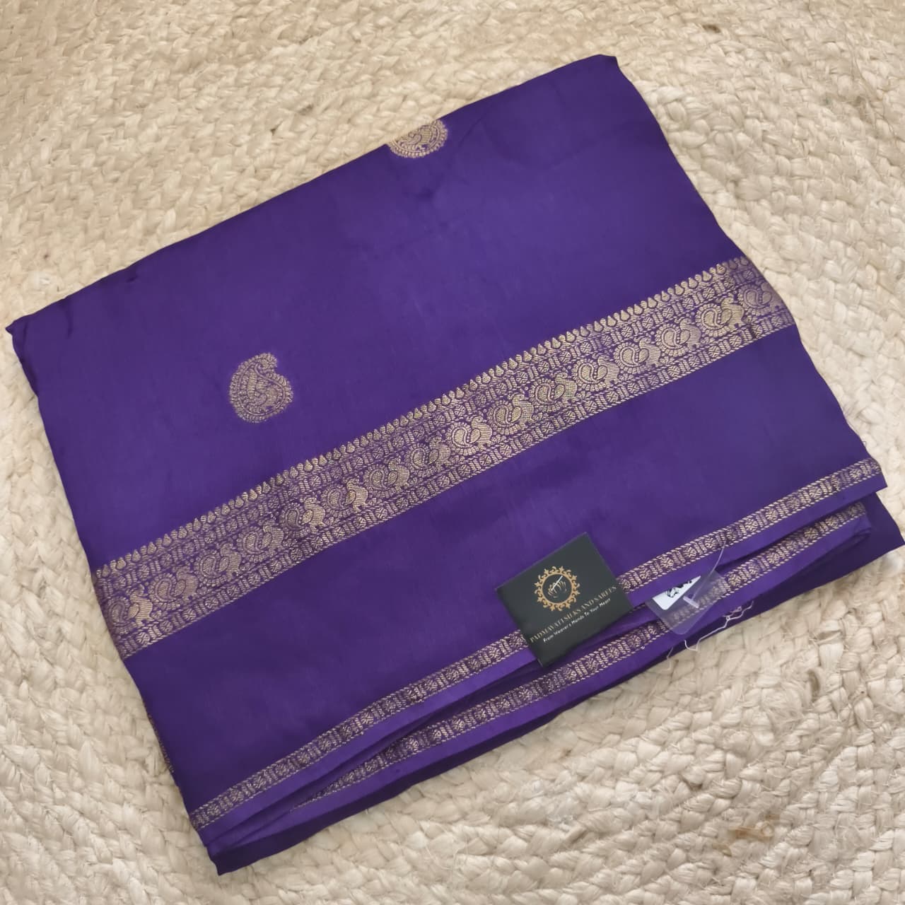 Purple Viscose Saree with Rani Pink Contrast blouse