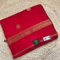 Red Viscose Saree with Green Contrast blouse