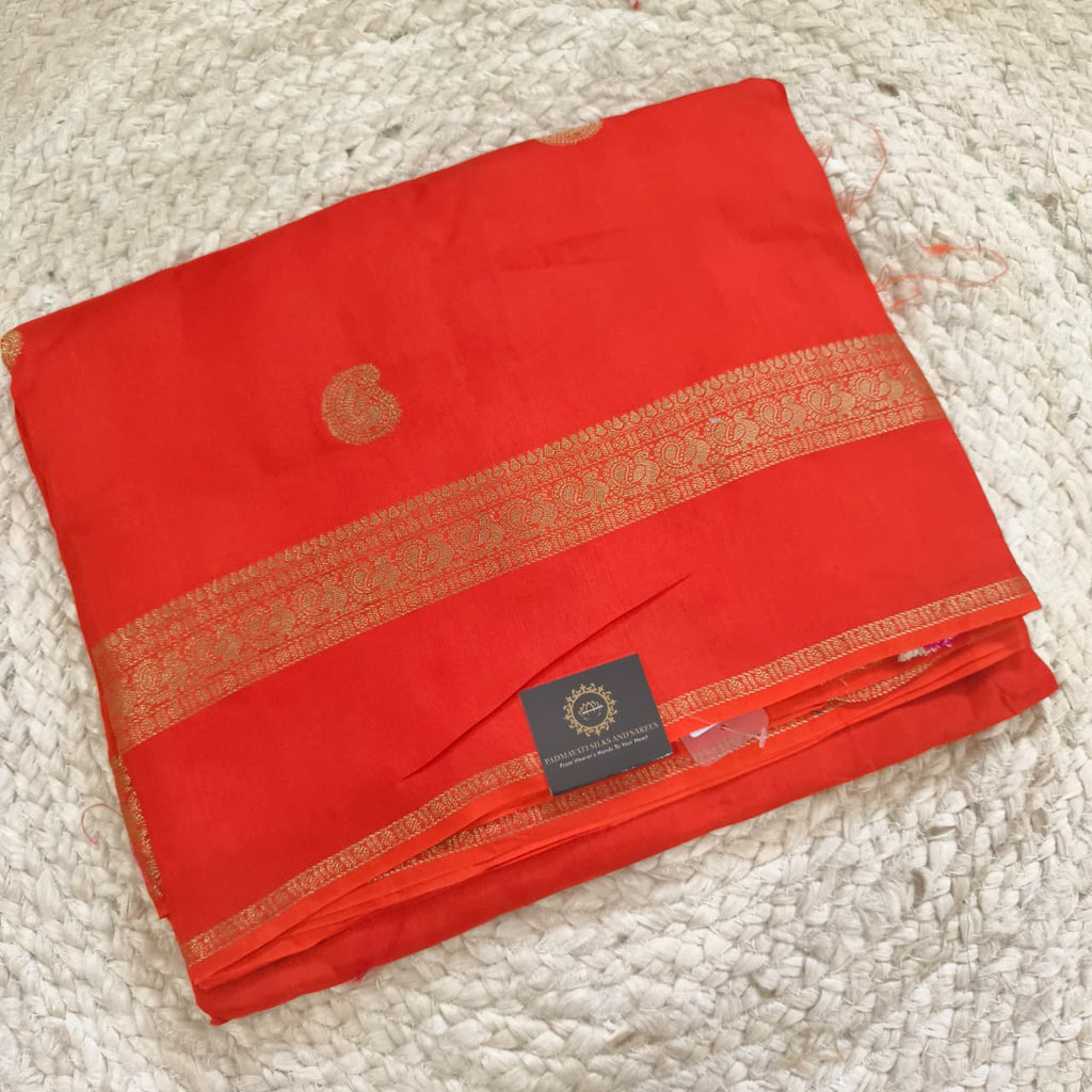 Orange Viscose Saree with Pink Contrast blouse