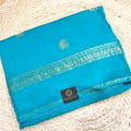 Light Blue Viscose Saree with Navy Blue Contrast blouse