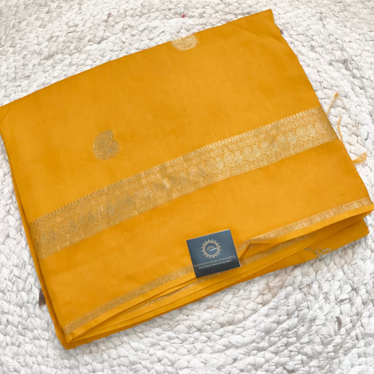 Yellow Viscose Saree with Green Contrast blouse