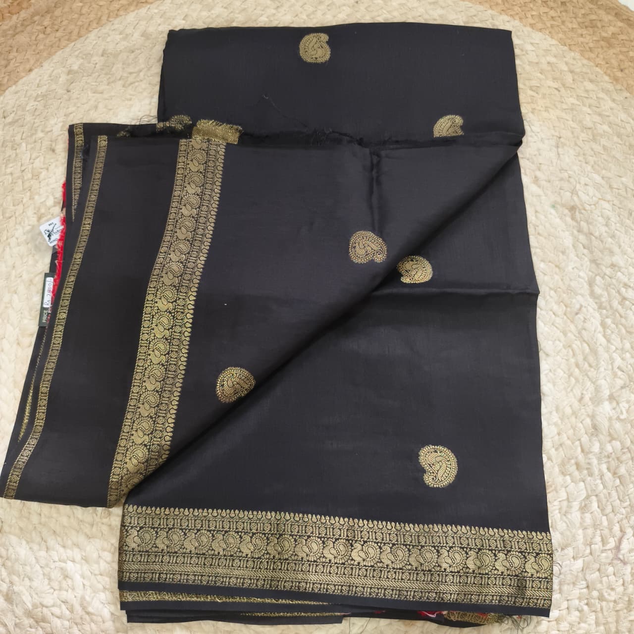 Black Viscose Saree with Red Contrast blouse