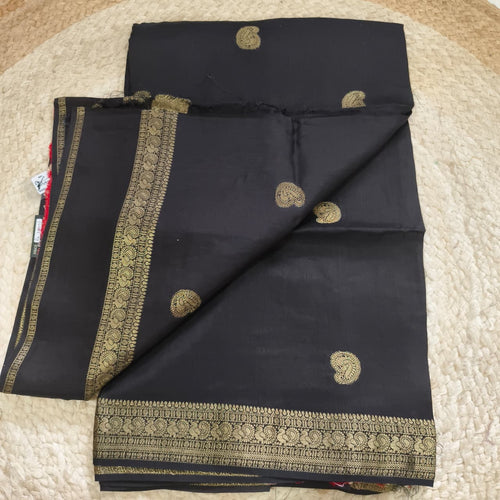 Black Viscose Saree with Red Contrast blouse