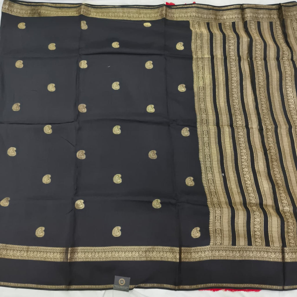 Black Viscose Saree with Red Contrast blouse