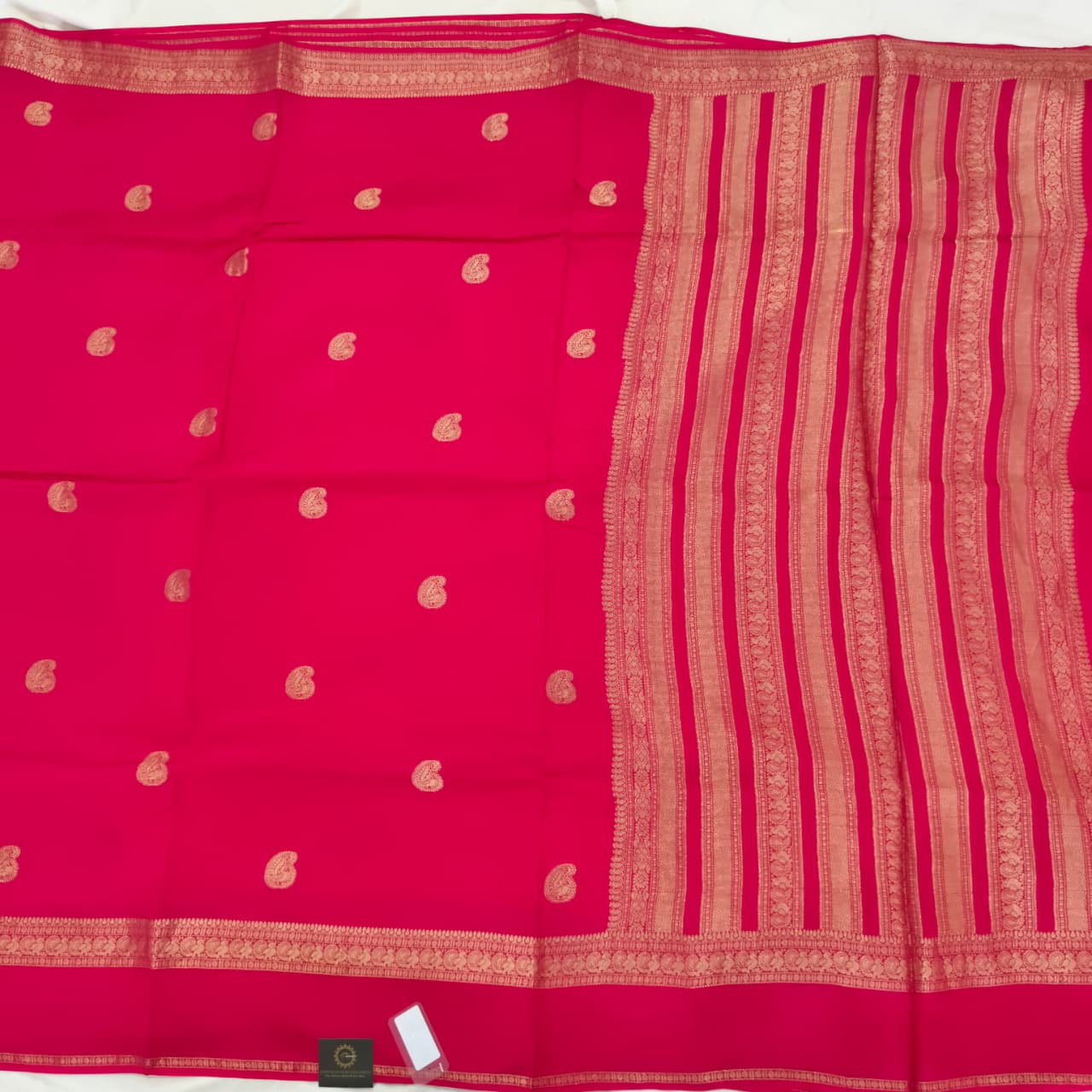 Pink Viscose Saree with Purple Contrast blouse