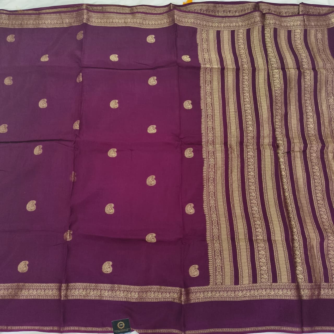 Deep Magenta Viscose Saree with Yellow Contrast blouse