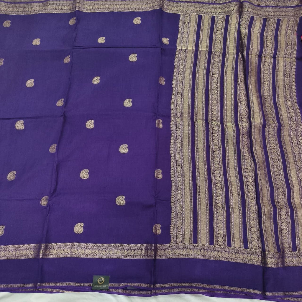 Purple Viscose Saree with Rani Pink Contrast blouse