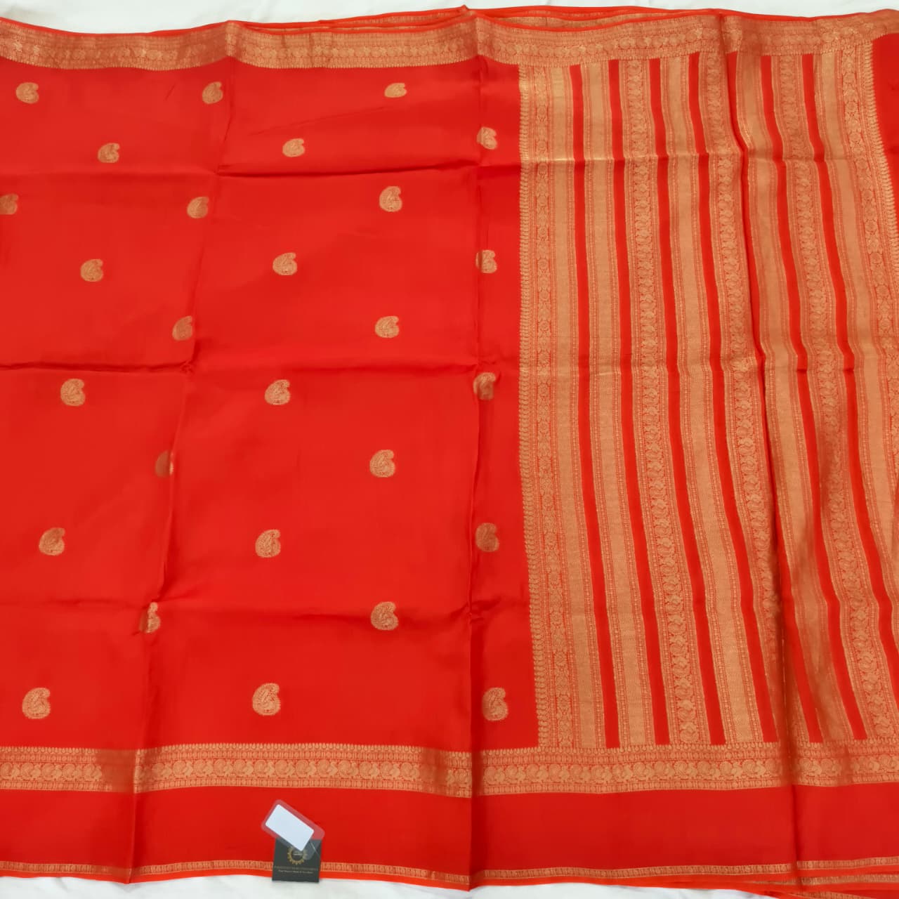 Orange Viscose Saree with Pink Contrast blouse