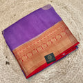 Light Purple Viscose Saree with Red Contrast Border