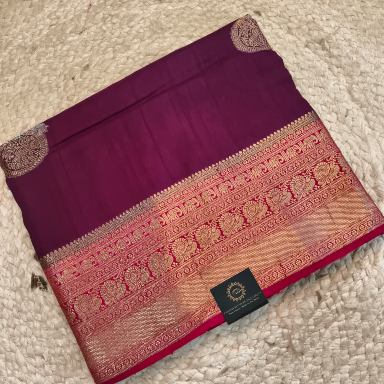 Deep Wine Viscose Saree with Pink Contrast Border