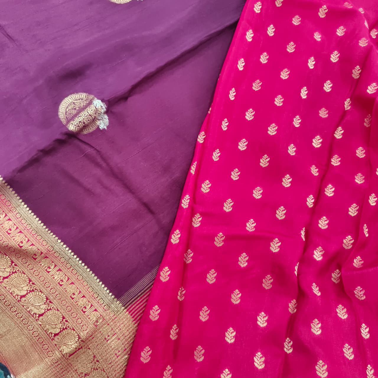 Deep Wine Viscose Saree with Pink Contrast Border