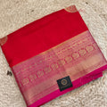 Orange Viscose Saree with Pink Contrast Border