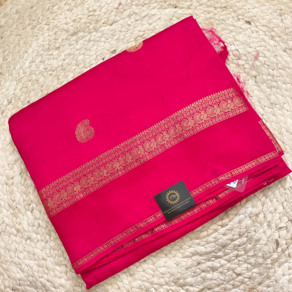 Pink Viscose Saree with Purple Contrast blouse
