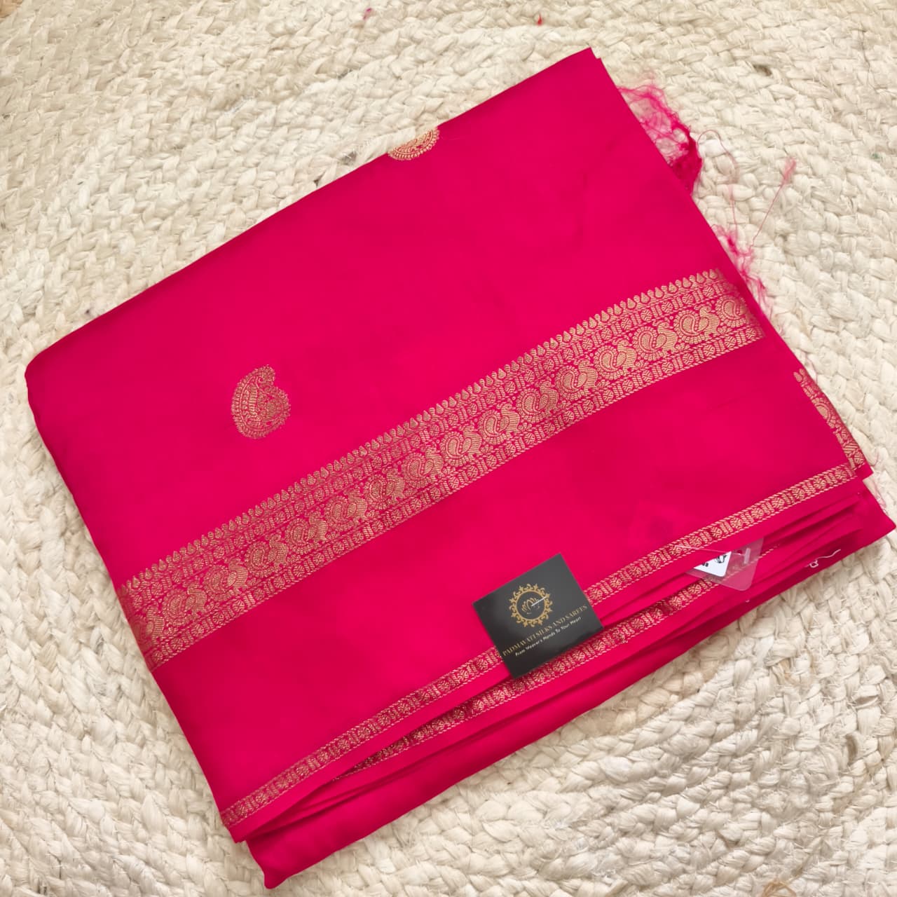 Pink Viscose Saree with Purple Contrast blouse