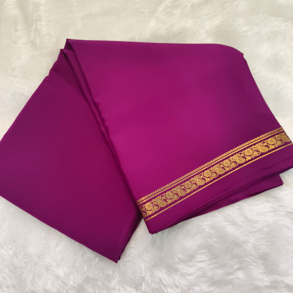 Pure Mysore Crepe Silk Saree – Dark Magenta
