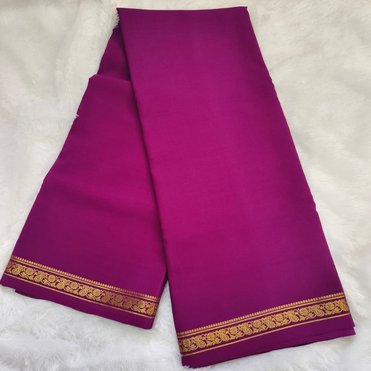 Pure Mysore Crepe Silk Saree – Dark Magenta