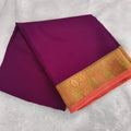 Pure Mysore Crepe Silk Saree – Wine with Peach Contrast