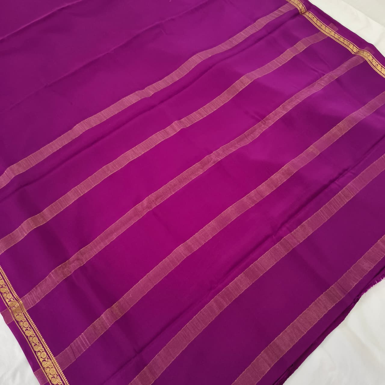 Pure Mysore Crepe Silk Saree – Dark Magenta
