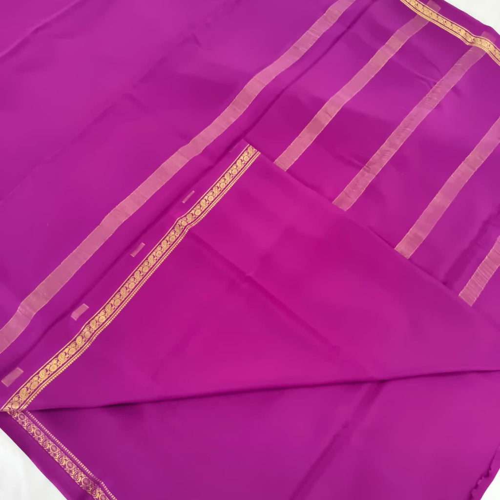 Pure Mysore Crepe Silk Saree – Dark Magenta