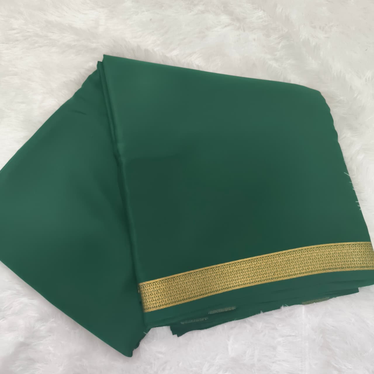 Pure Mysore Crepe Silk Saree – Rama Green