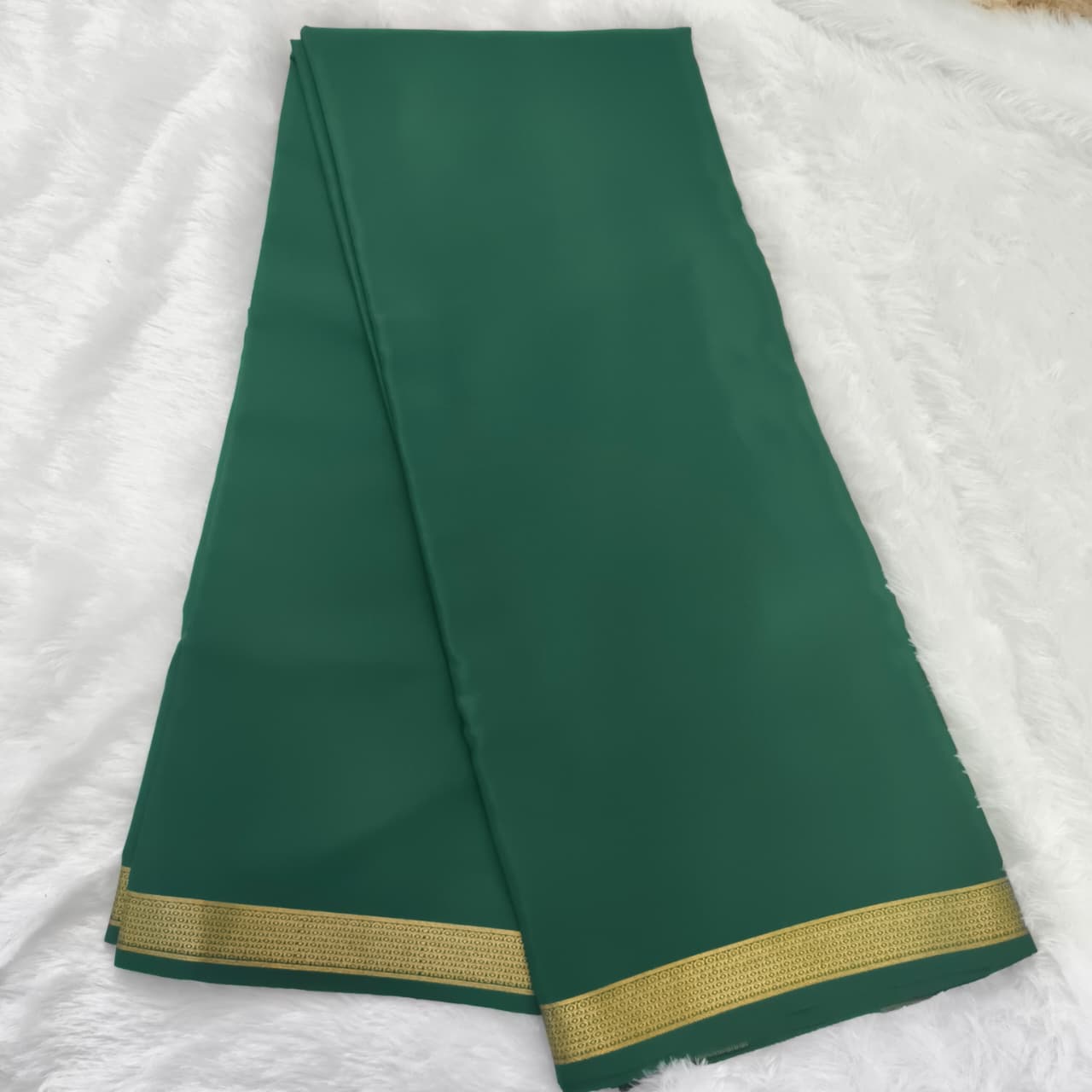 Pure Mysore Crepe Silk Saree – Rama Green